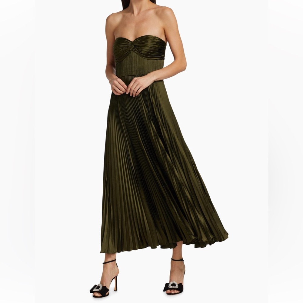 AMUR pleated strapless belle dress